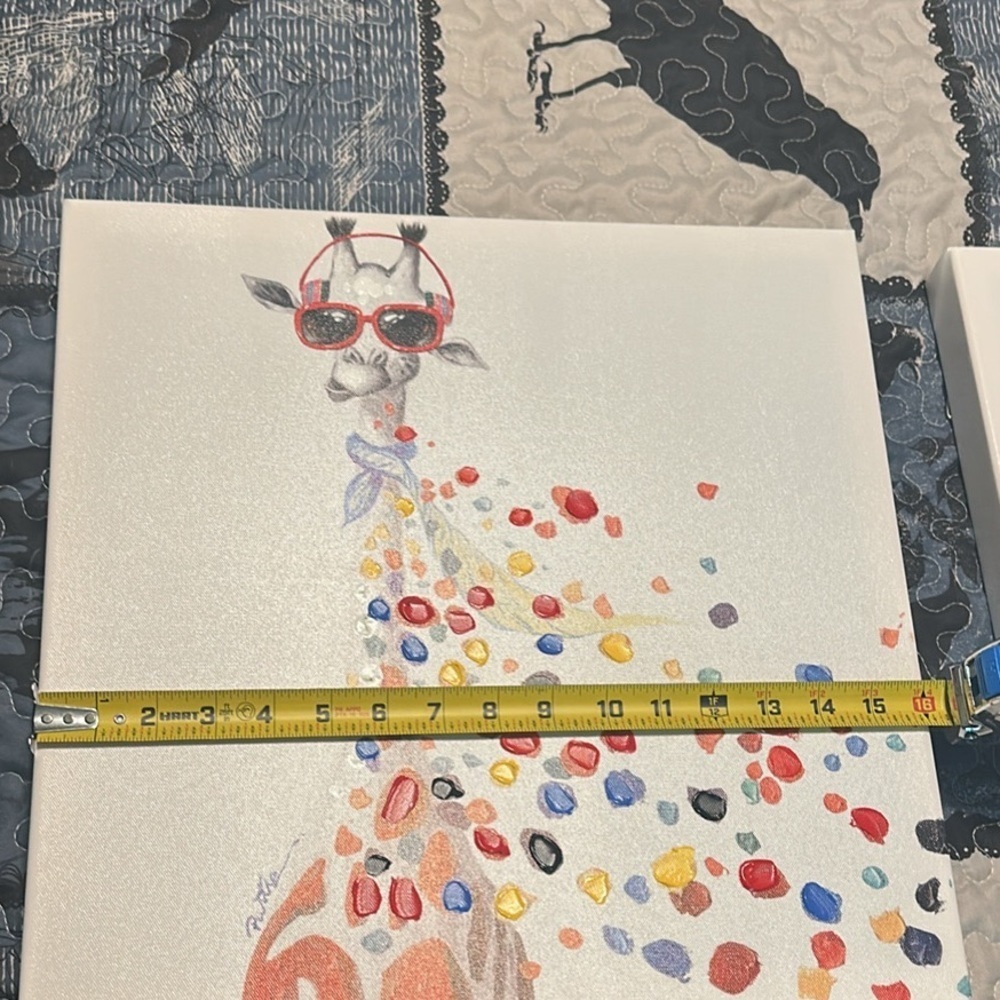 3 mixed media canvas painted cute animals art print - Picture 4 of 8